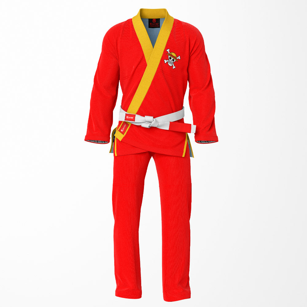 Monkey D. Luffy Skull Sublimation Brazilian Jiu Jitsu Gi - One Piece Red BJJ GI