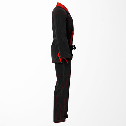 Black Fiery Skull Sublimation Brazilian Jiu Jitsu Gi - Red Lapel BJJ GI