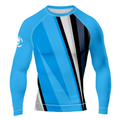MMA Sky Blue Long Sleeve with Black Texture Rash Guard