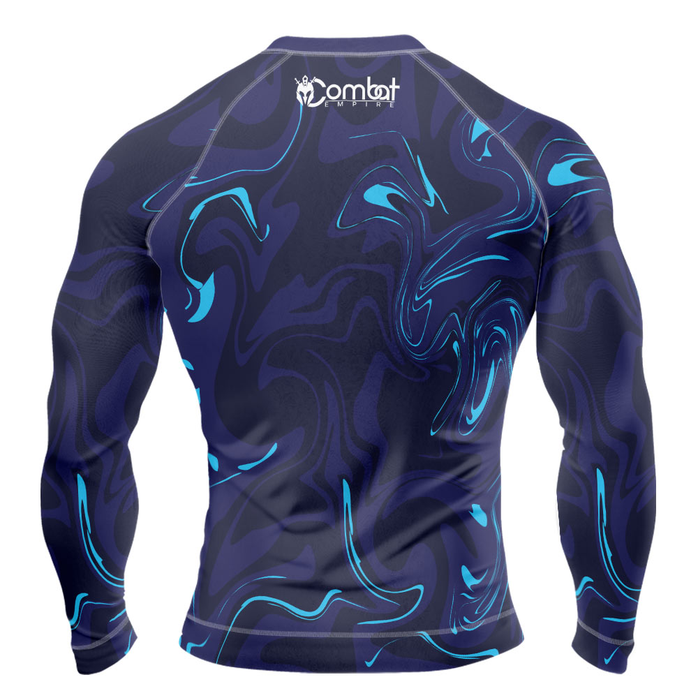 MMA Long Sleeve Blue Smoke Rash Guard