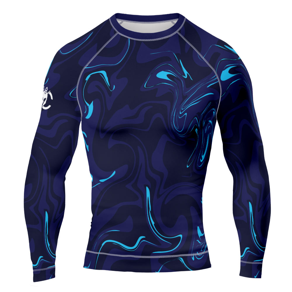 MMA Long Sleeve Blue Smoke Rash Guard