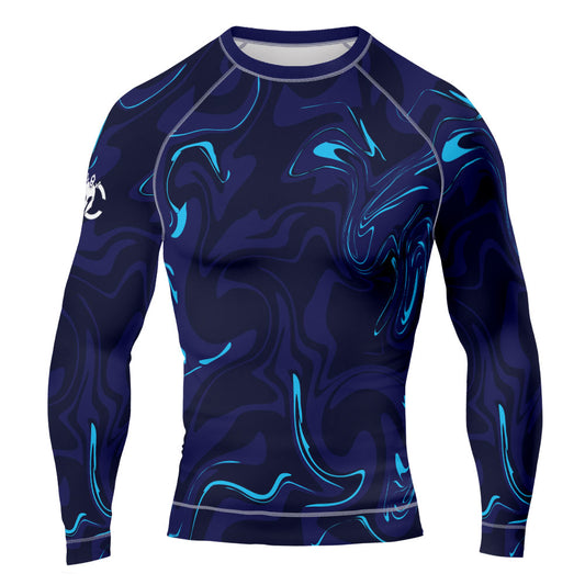 MMA Long Sleeve Blue Smoke Rash Guard