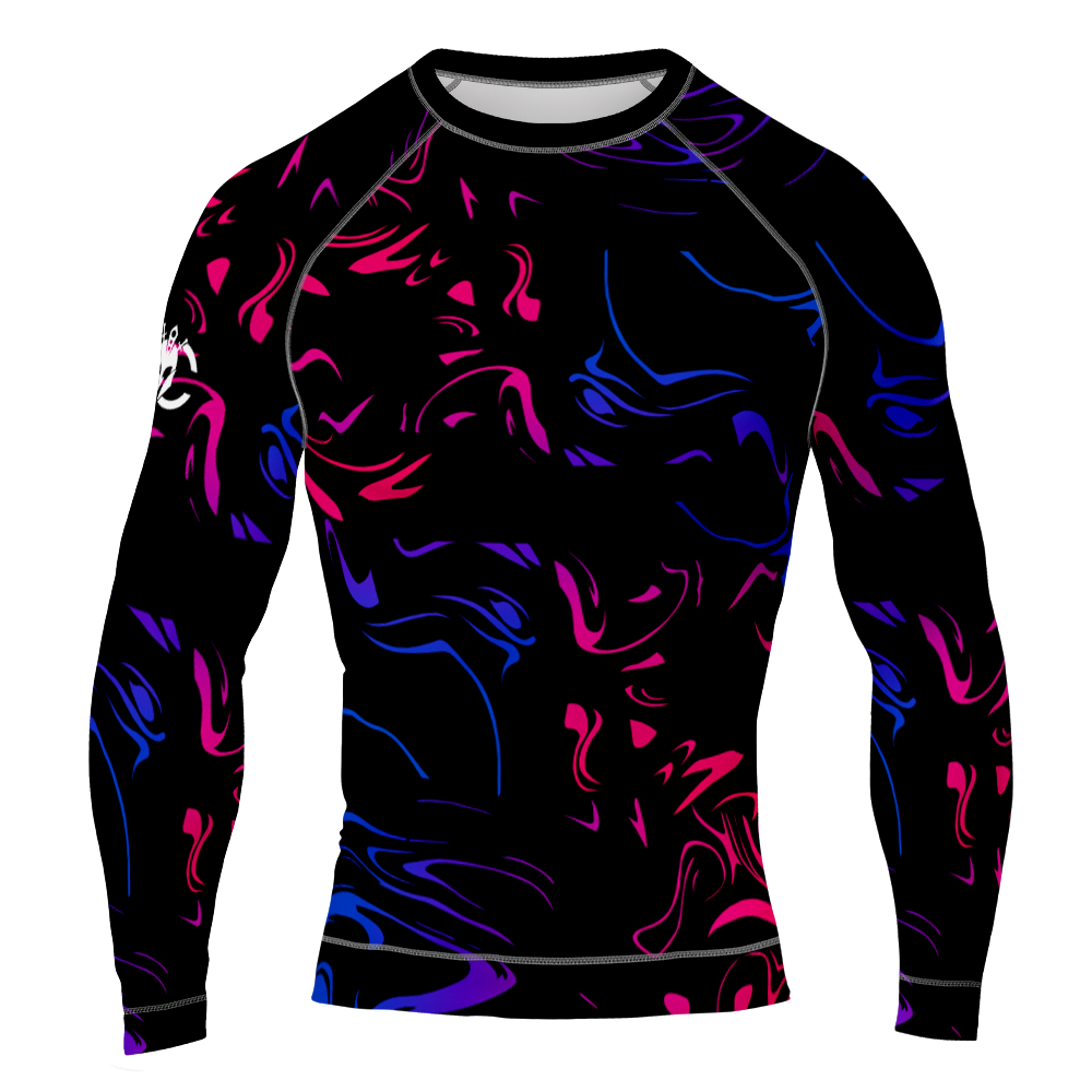 MMA Pink and Blue Smoke Long Sleeve Rash Guard