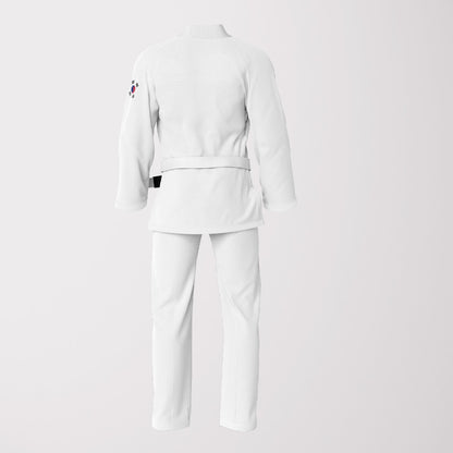 South Korean Flag Sublimation BJJ Gi – White Pearl Weave Prestige Edition