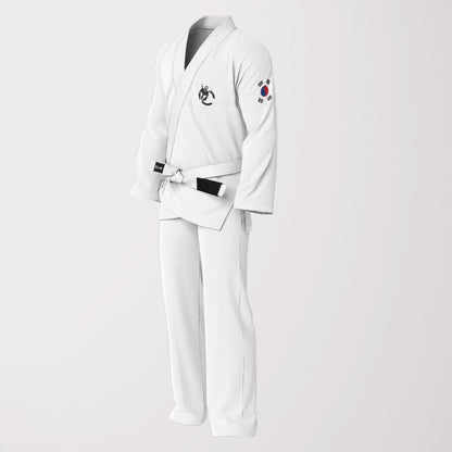 South Korean Flag Sublimation BJJ Gi – White Pearl Weave Prestige Edition