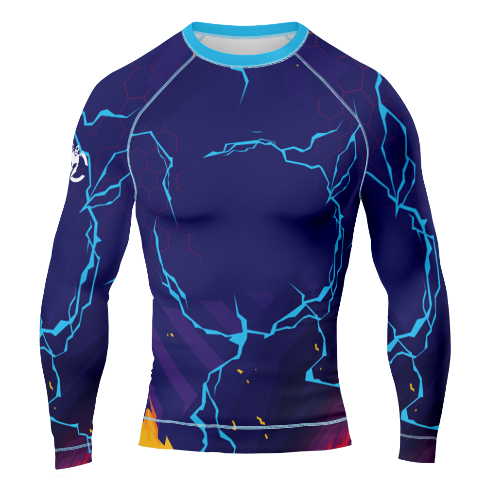 MMA Blue Thunder Bolts Long Sleeve Rash Guard