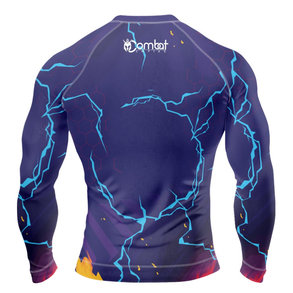 MMA Blue Thunder Bolts Long Sleeve Rash Guard