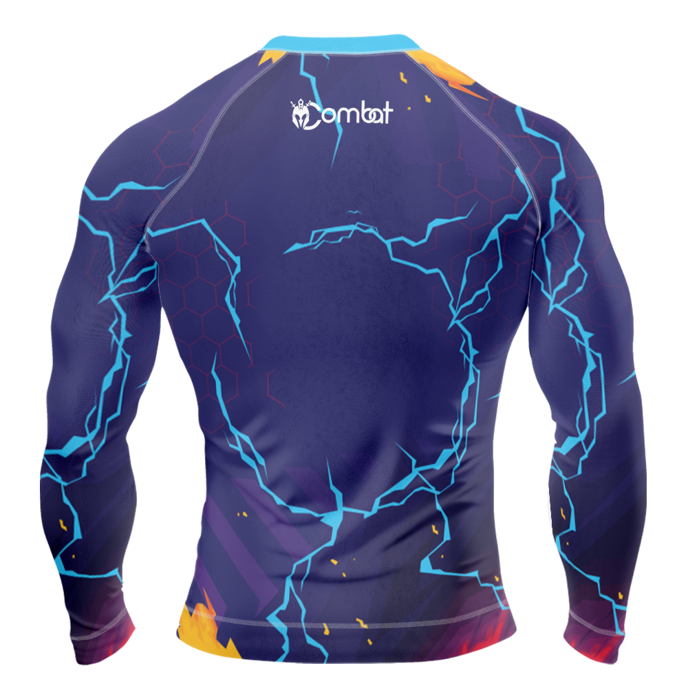 MMA Blue Thunder Bolts Long Sleeve Rash Guard