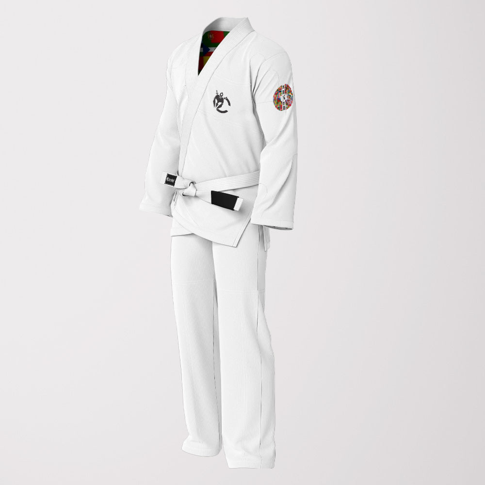 We Are All One Sublimation White BJJ Gi - Pearl Weave Premium Edition