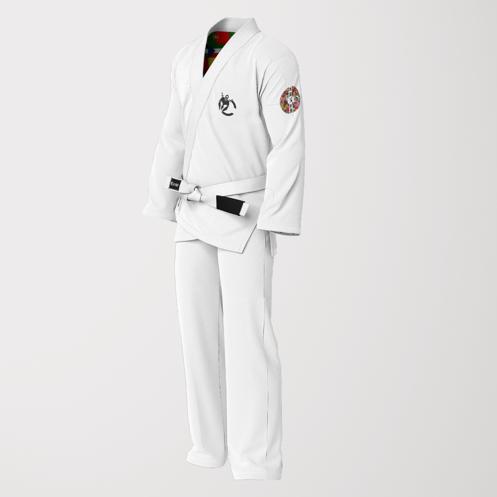 We Are All One Sublimation BJJ Gi - White Pearl Weave Patriotic Edition
