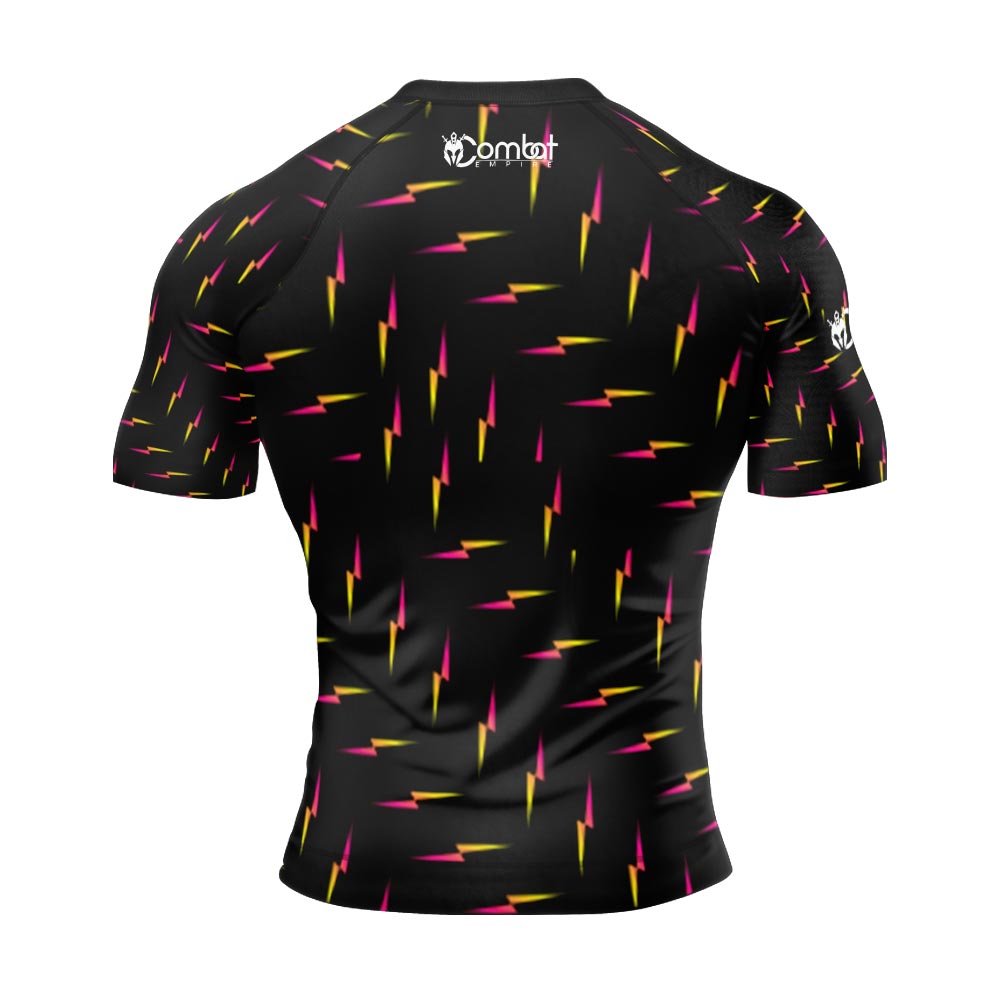 MMA Black with Yellow Gradient Lightning Bolt Long Sleeve Rash Guard