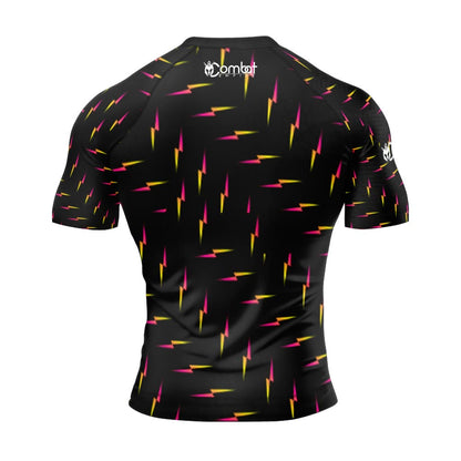 MMA Black with Yellow Gradient Lightning Bolt Long Sleeve Rash Guard