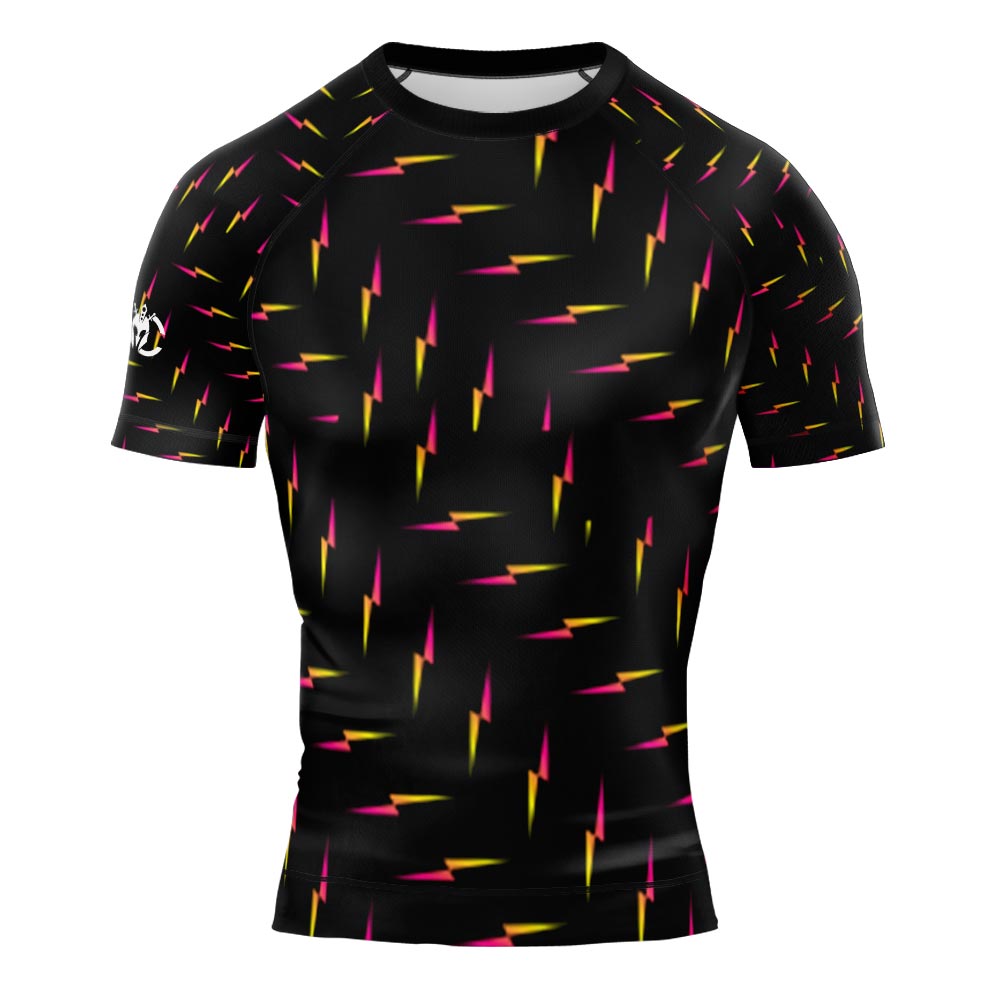 MMA Black with Yellow Gradient Lightning Bolt Long Sleeve Rash Guard