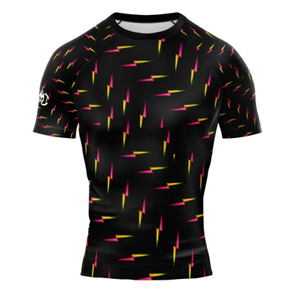 MMA Black with Yellow Gradient Lightning Bolt Long Sleeve Rash Guard