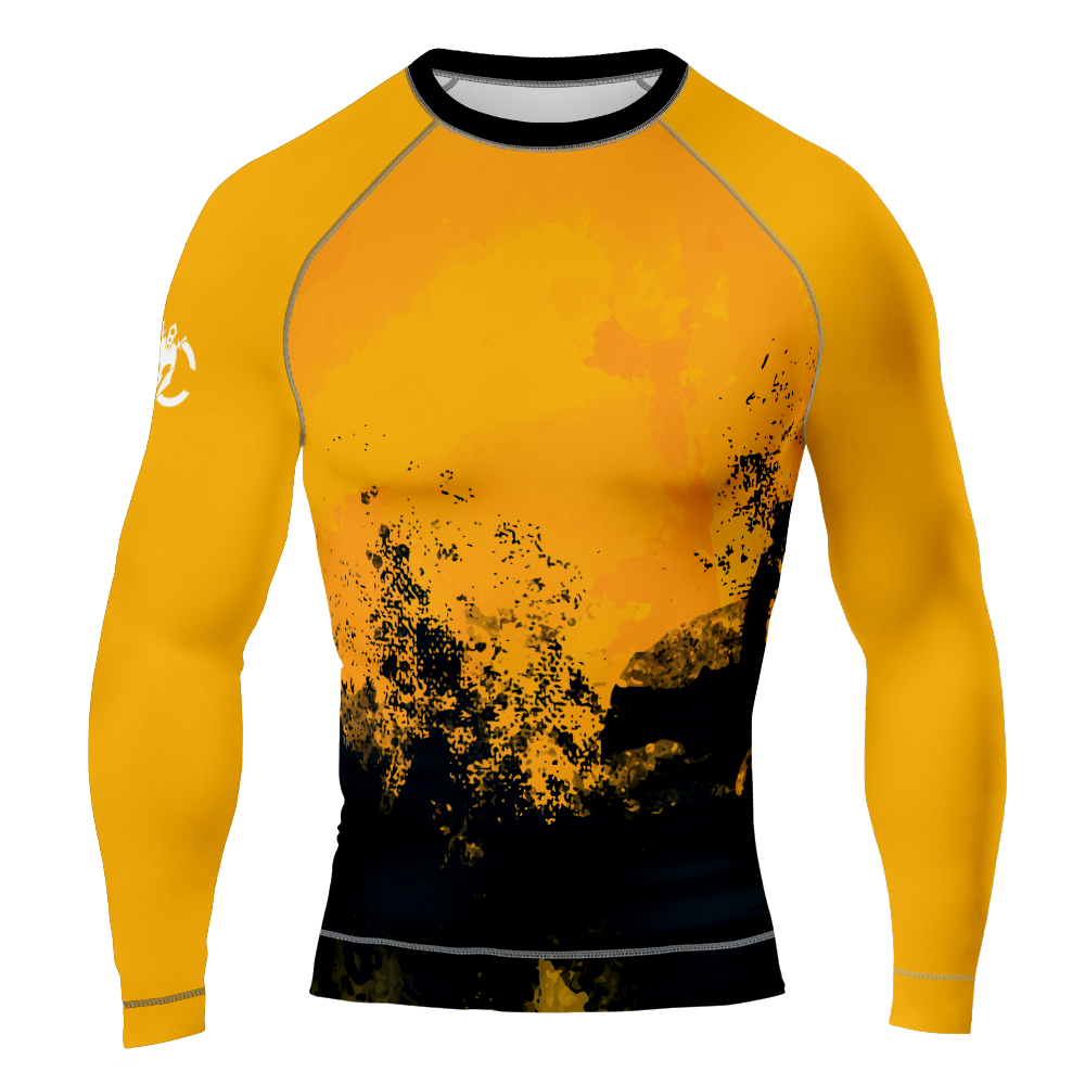 MMA Yellow Black Smash Long Sleeve Rash Guard