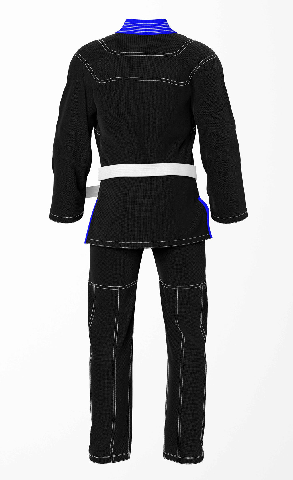 Combat Basic Black with White Stitching and Blue Lapel Bjj Gi