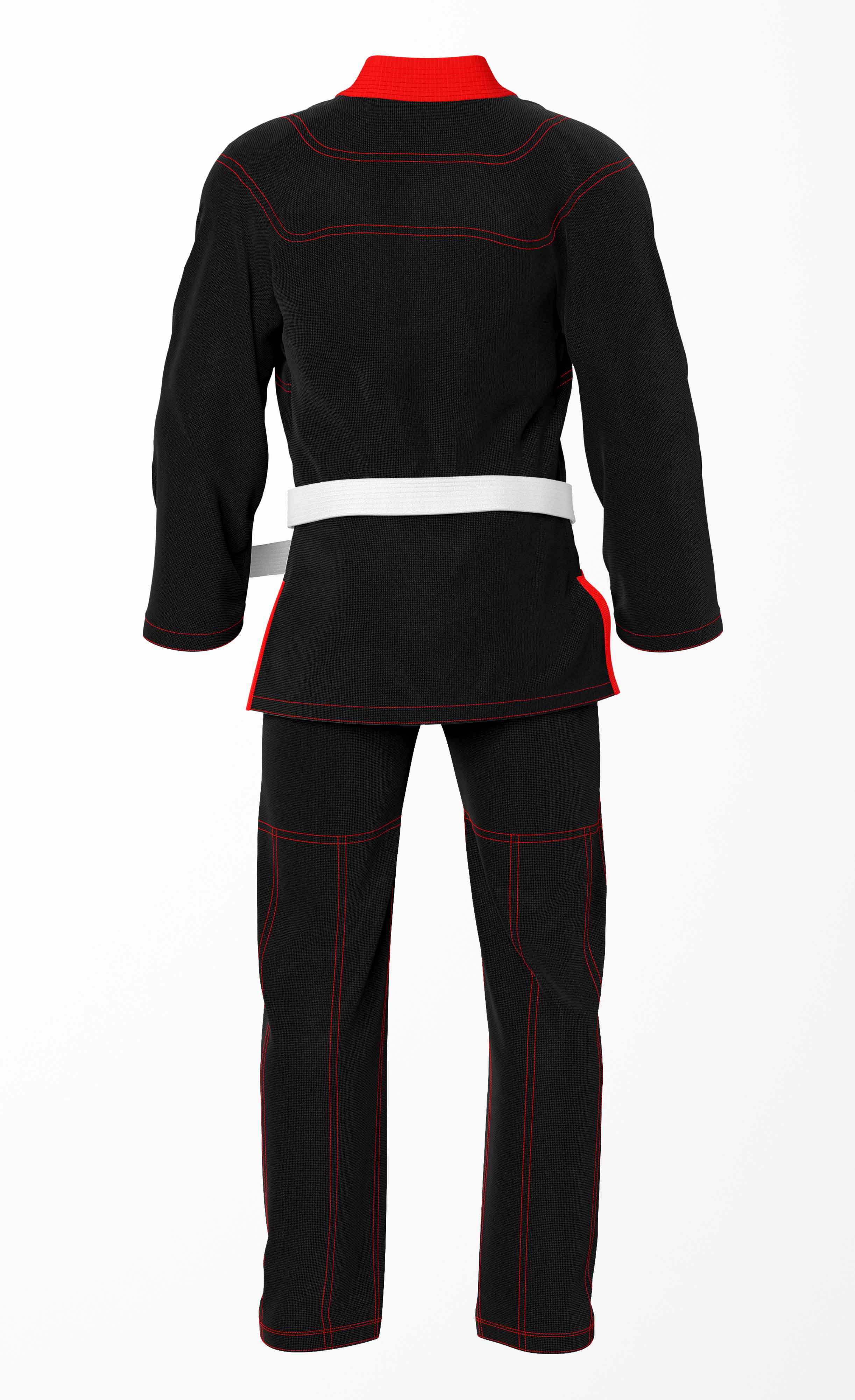 Combat Basic Black with Red Stitching and Red Lapel Brazilian Jiu Jitsu Gi (BJJ GI)