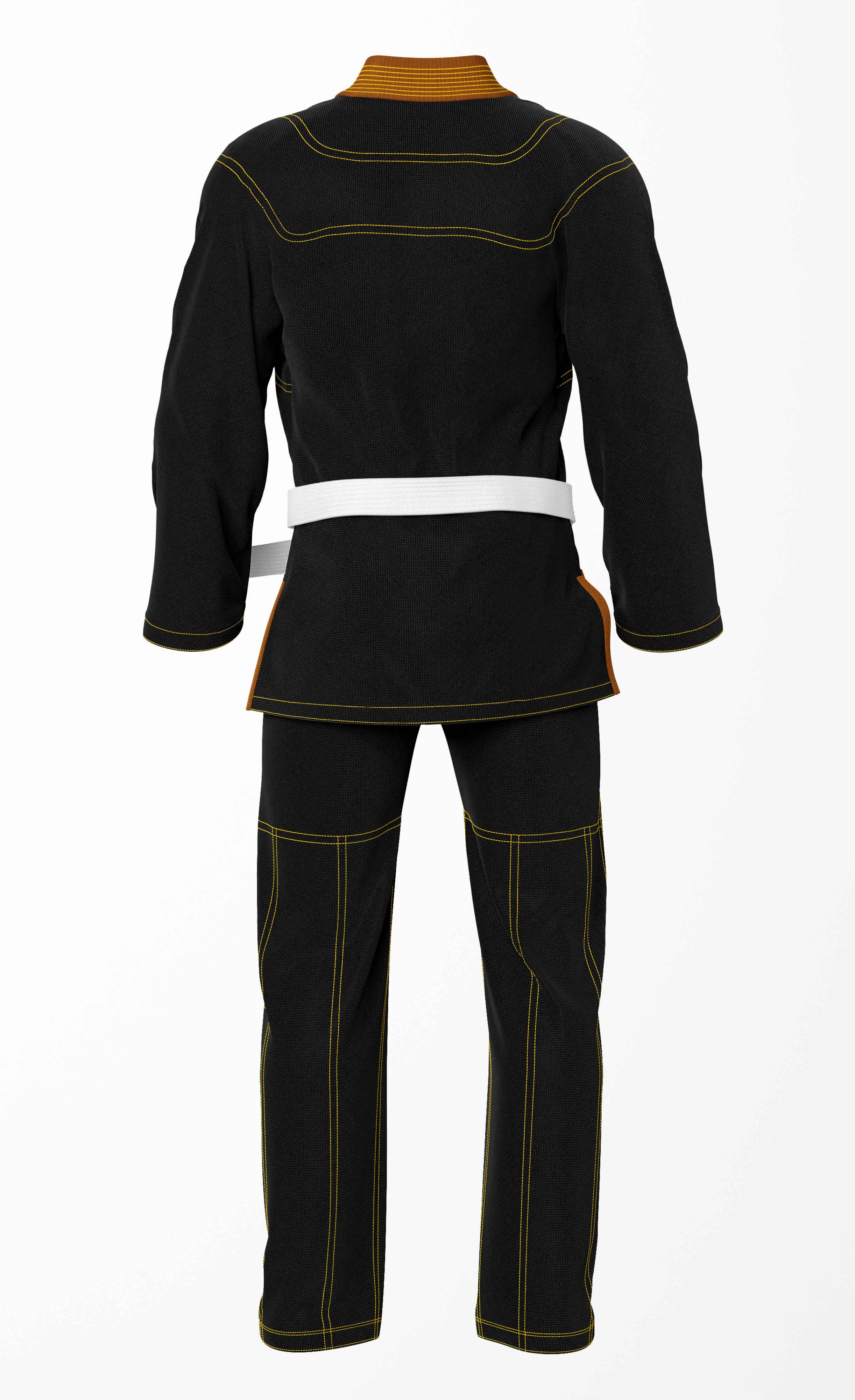 Combat Basic Black with Gold Stitching and Brown Lapel Brazilian Jiu Jitsu Gi (BJJ GI)
