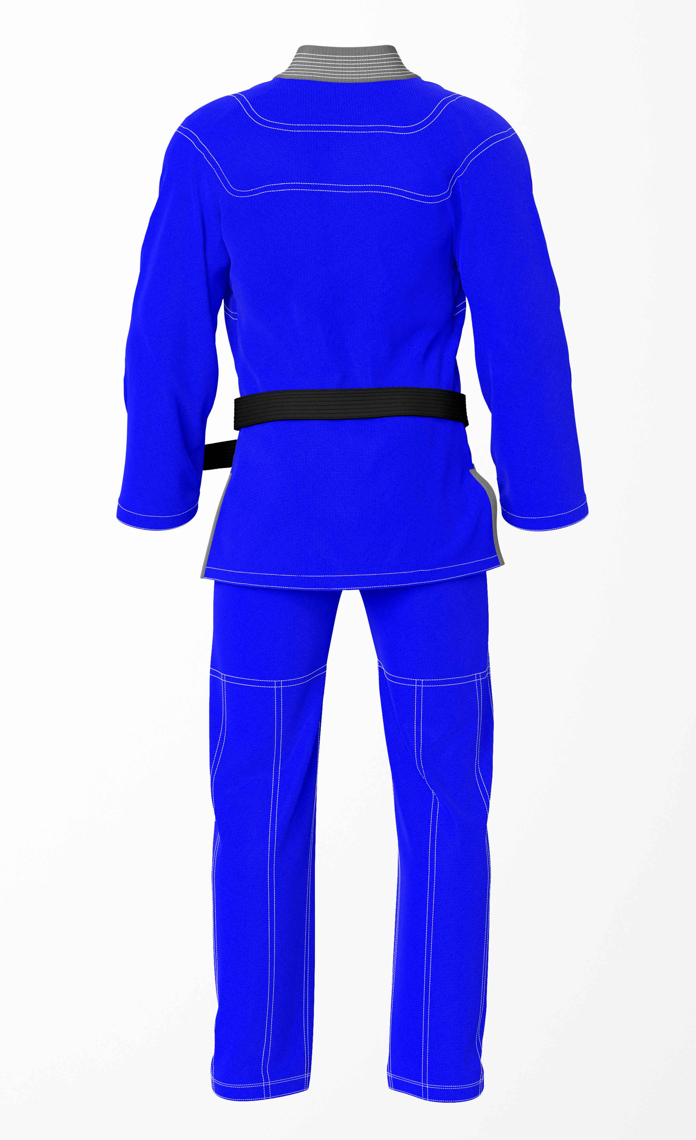 Combat Basic Blue with White Stitching and Gray Lapel Brazilian Jiu Jitsu Gi (BJJ GI)