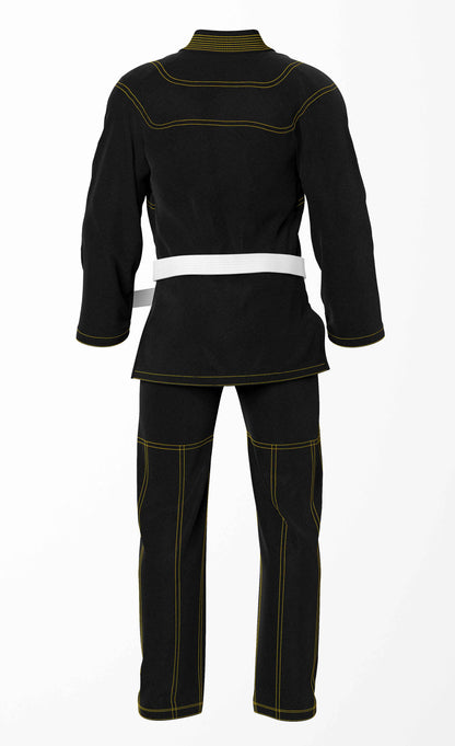 Combat Basic Black with Gold Stitching Brazilian Jiu Jitsu Gi (BJJ GI)