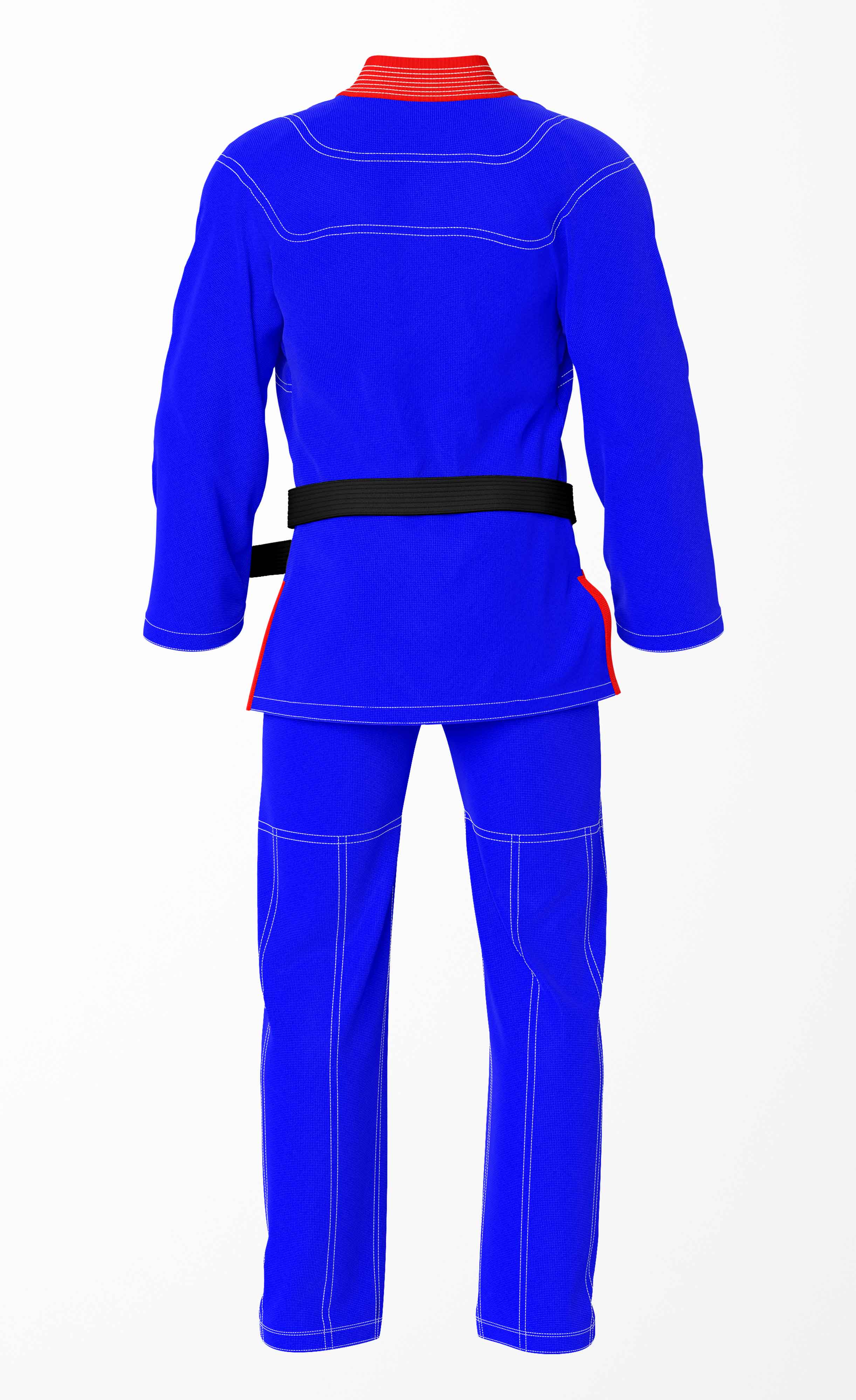 Combat Basic Blue with White Stitching and Red Lapel Brazilian Jiu Jitsu Gi (BJJ GI)