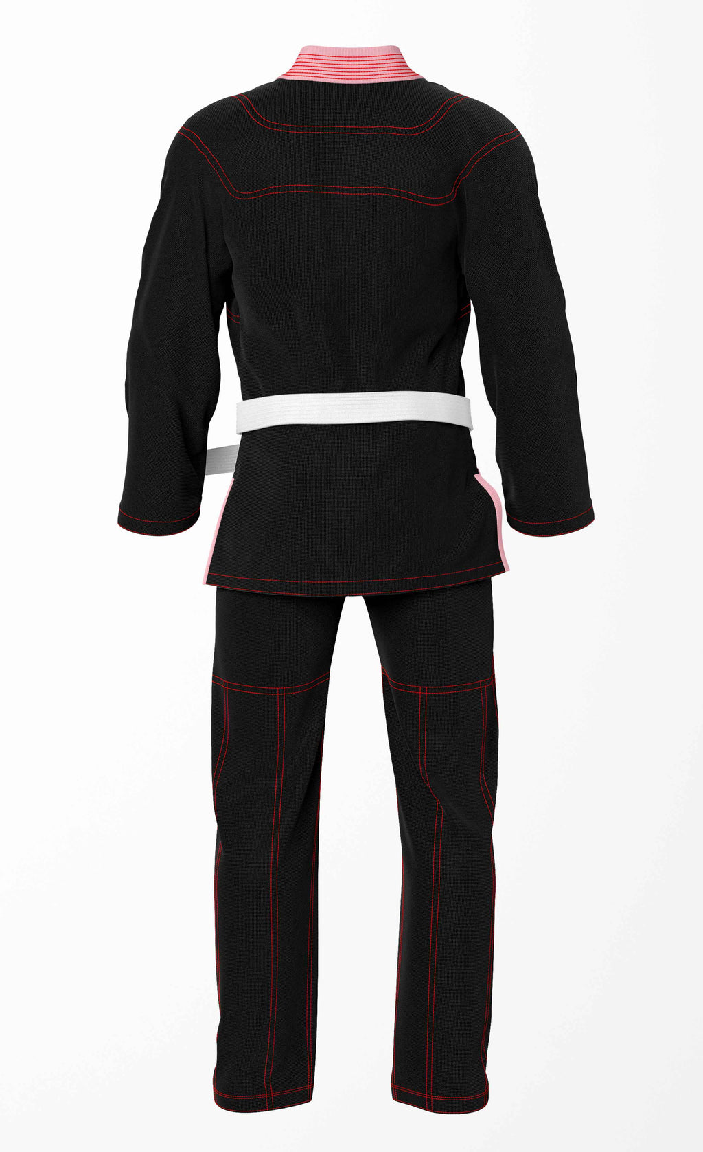 Combat Basic Black with Red Stitching and Pink Lapel Brazilian Jiu Jitsu Gi (BJJ GI)