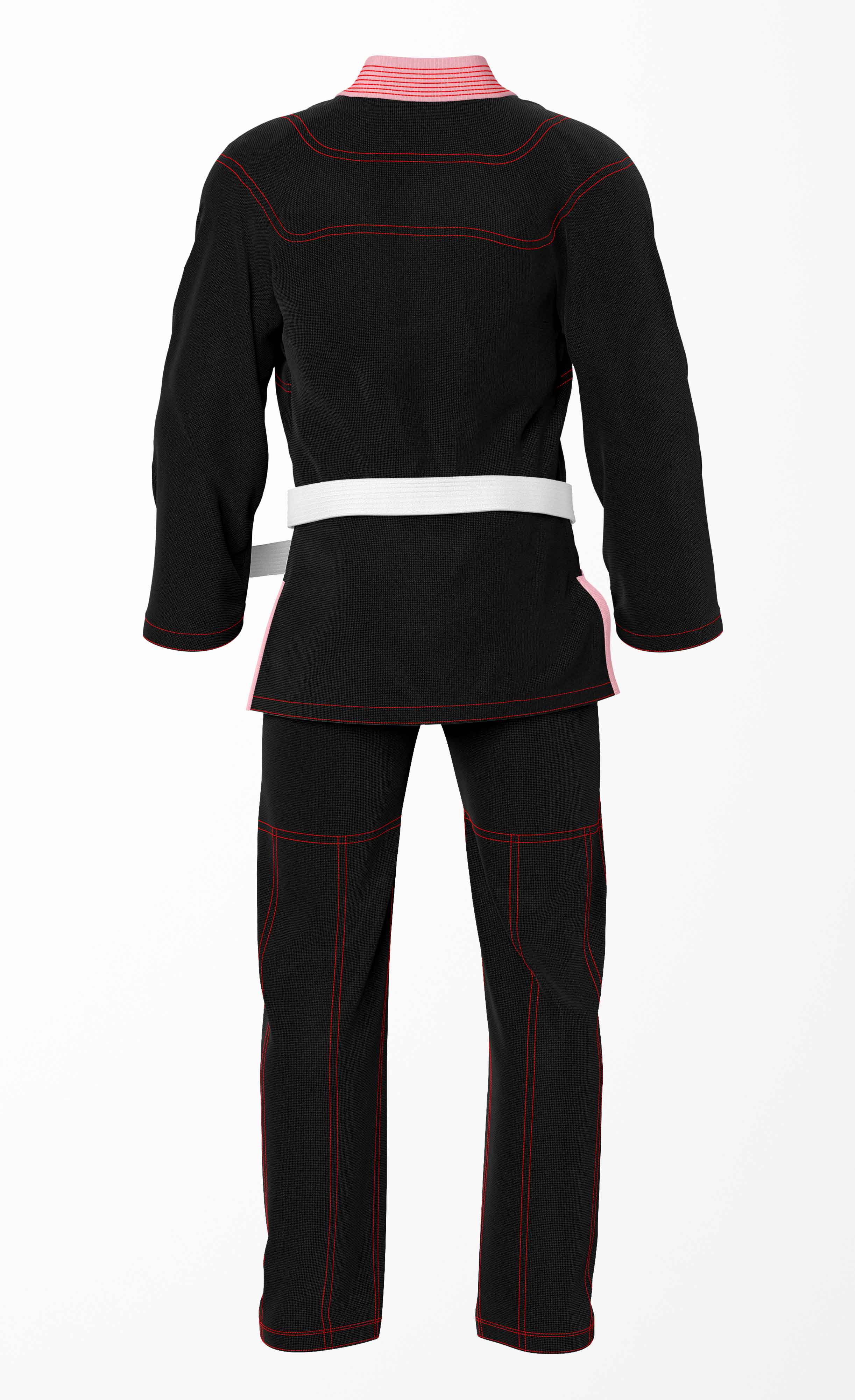 Combat Basic Black with Red Stitching and Pink Lapel Brazilian Jiu Jitsu Gi (BJJ GI)