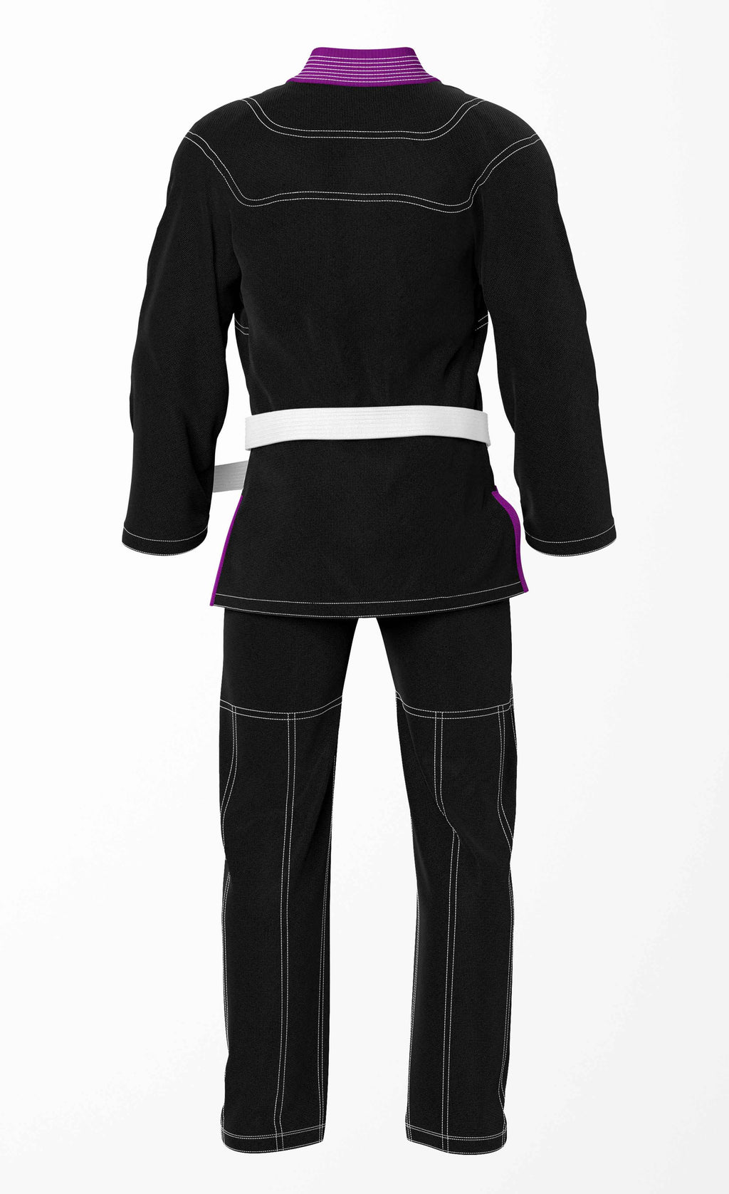 Combat Basic Black with White Stitching and Purpal Lapel Brazilian Jiu Jitsu Gi (BJJ GI)