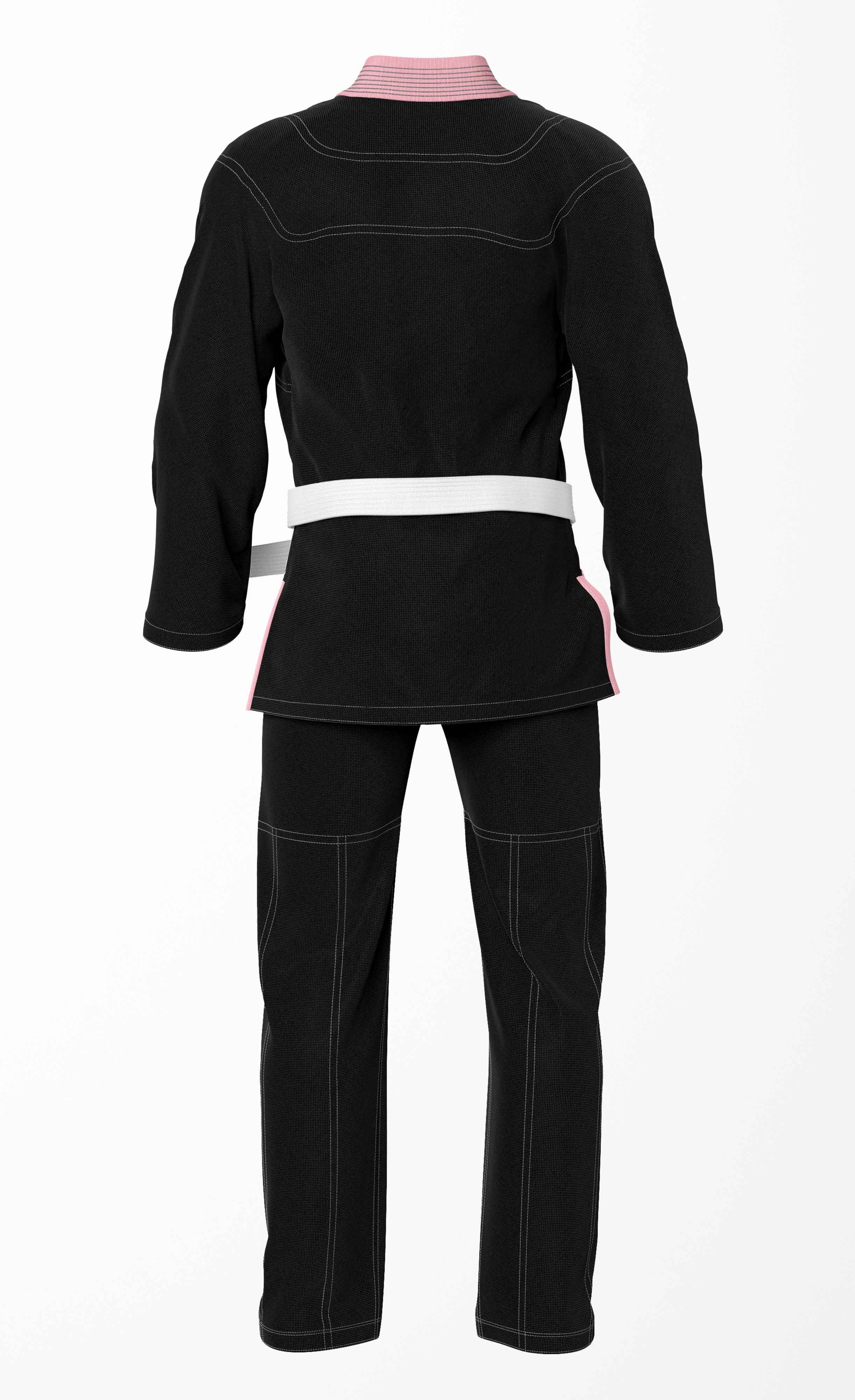Combat Basic Black with Gray Stitching and Pink Lapel Brazilian Jiu Jitsu Gi (BJJ GI)