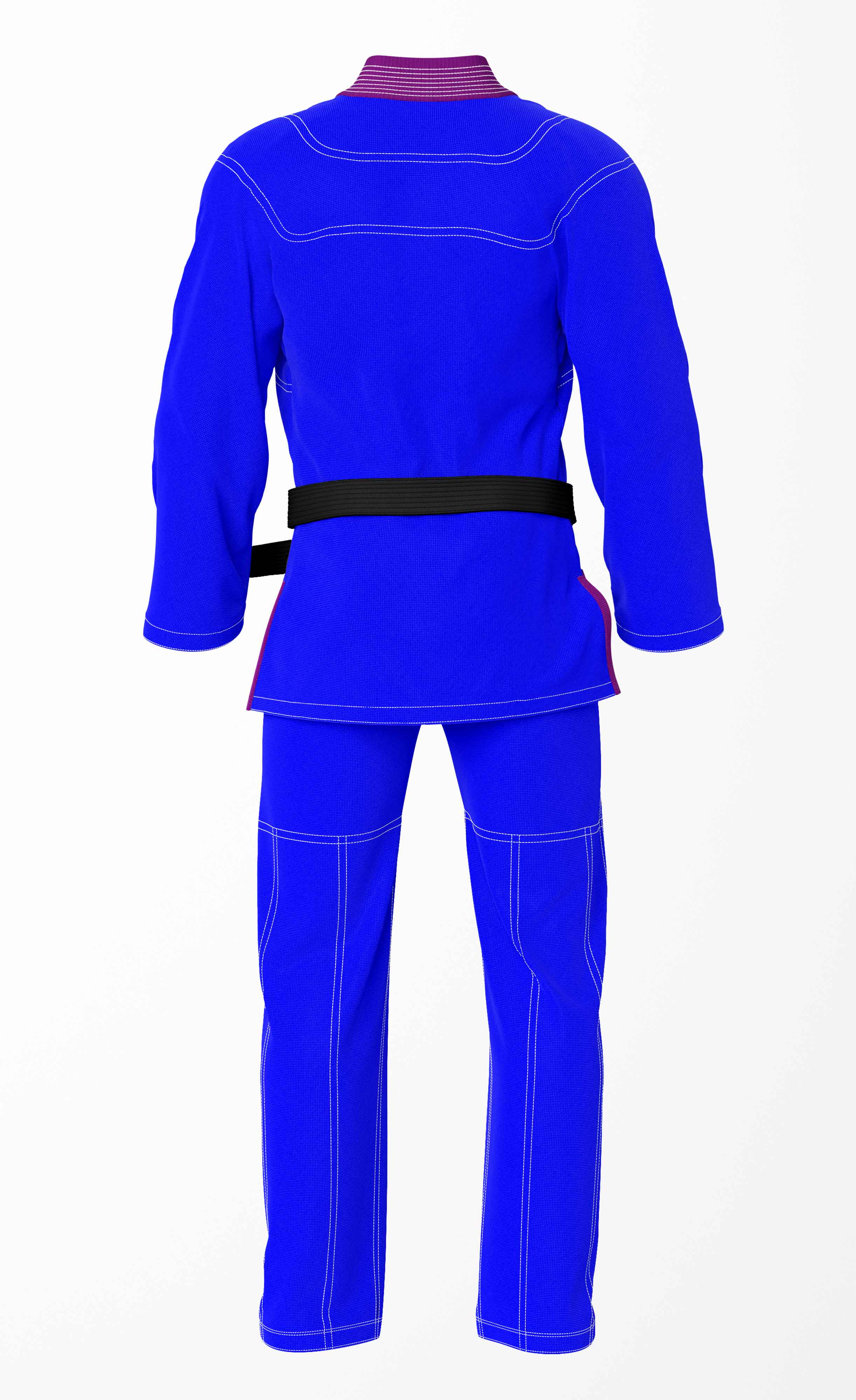 Combat Basic Blue with White Stitching and Purple Lapel Brazilian Jiu Jitsu Gi (BJJ GI)