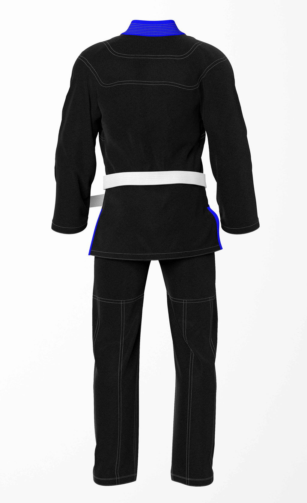 Combat Basic Black with Gray Stitching and Blue Lapel Brazilian Jiu Jitsu Gi (BJJ GI)