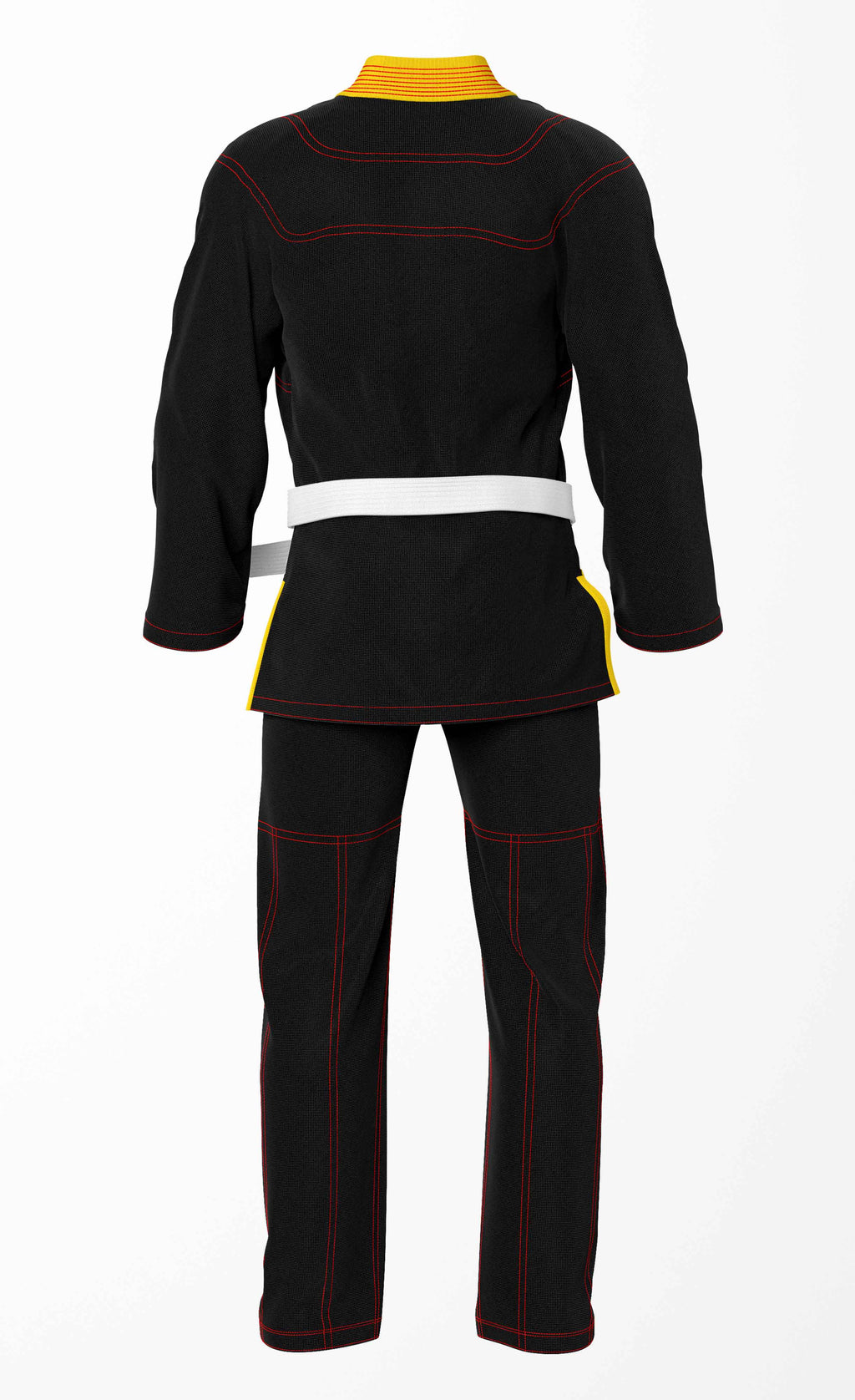Combat Basic Black with Red Stitching and Gold Lapel Brazilian Jiu Jitsu Gi (BJJ GI)