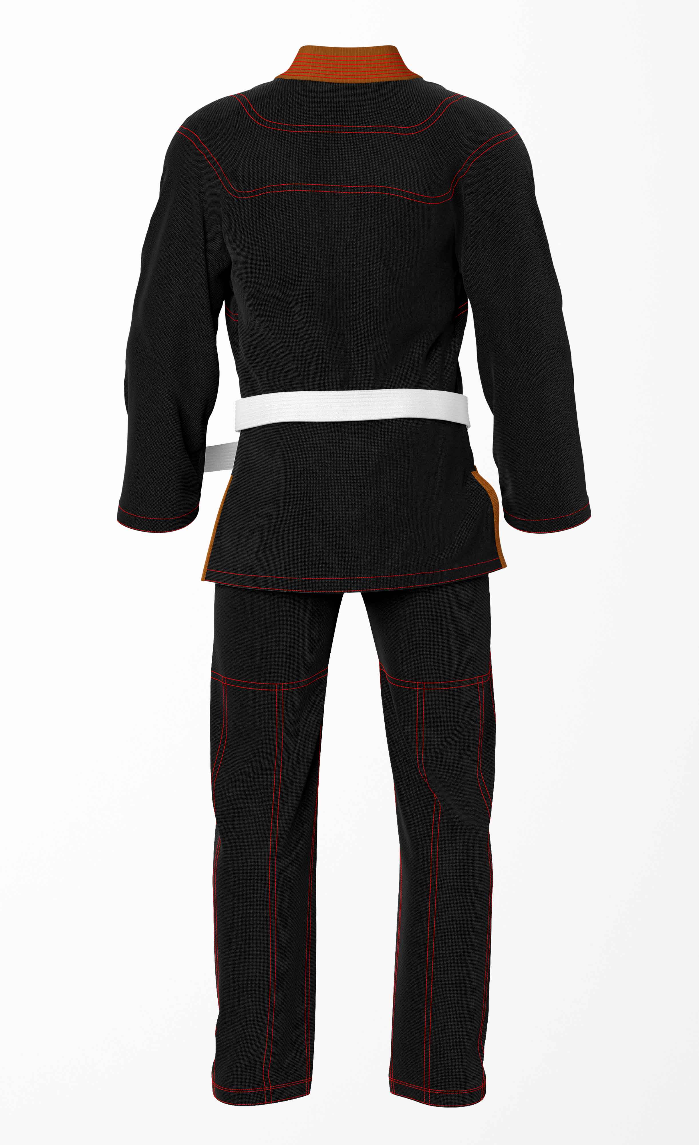 Combat Basic Black with Red Stitching and Brown Lapel Brazilian Jiu Jitsu Gi (BJJ GI)