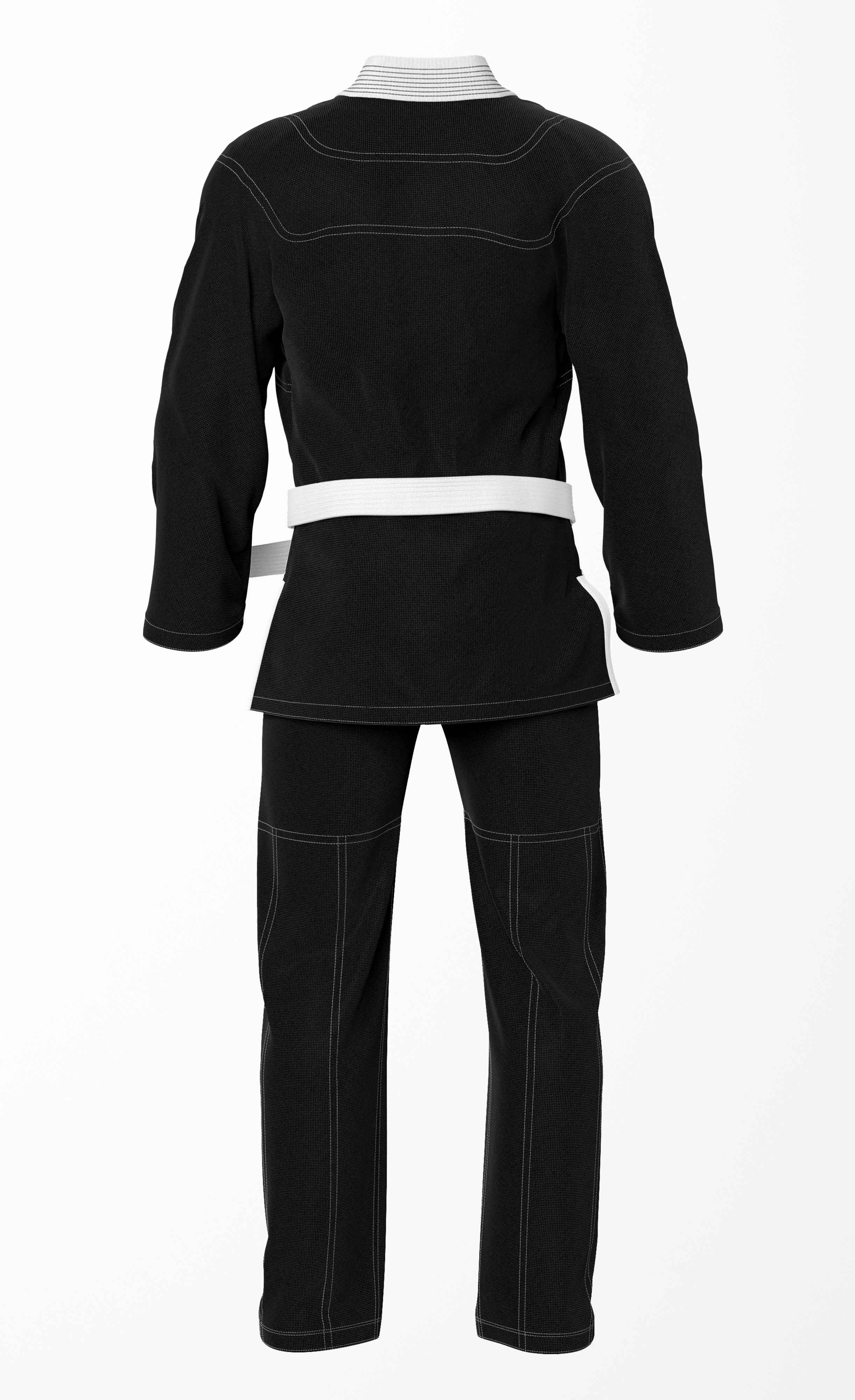 Combat Basic Black with Gray Stitching and White Lapel Brazilian Jiu Jitsu Gi (BJJ GI)