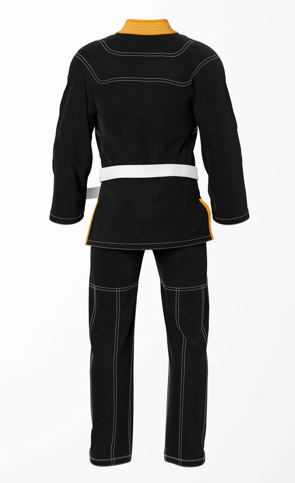 Combat Basic Black with White Stitching and Orange Lapel Brazilian Jiu Jitsu Gi (BJJ GI)