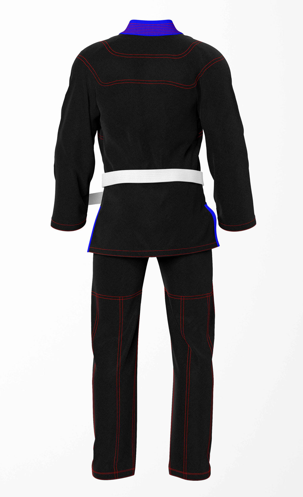 Combat Basic Black with Red Stitching and Blue Lapel Brazilian Jiu Jitsu Gi (BJJ GI)