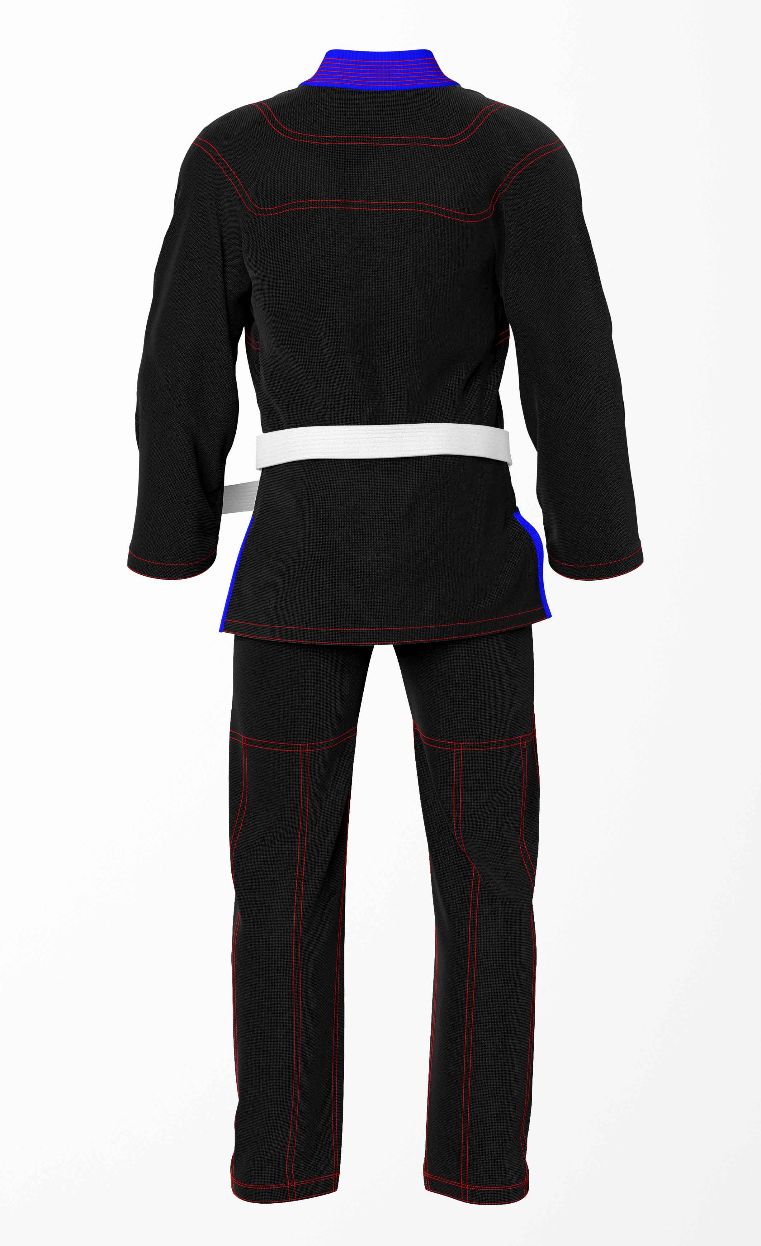 Combat Basic Black with Red Stitching and Blue Lapel Brazilian Jiu Jitsu Gi (BJJ GI)