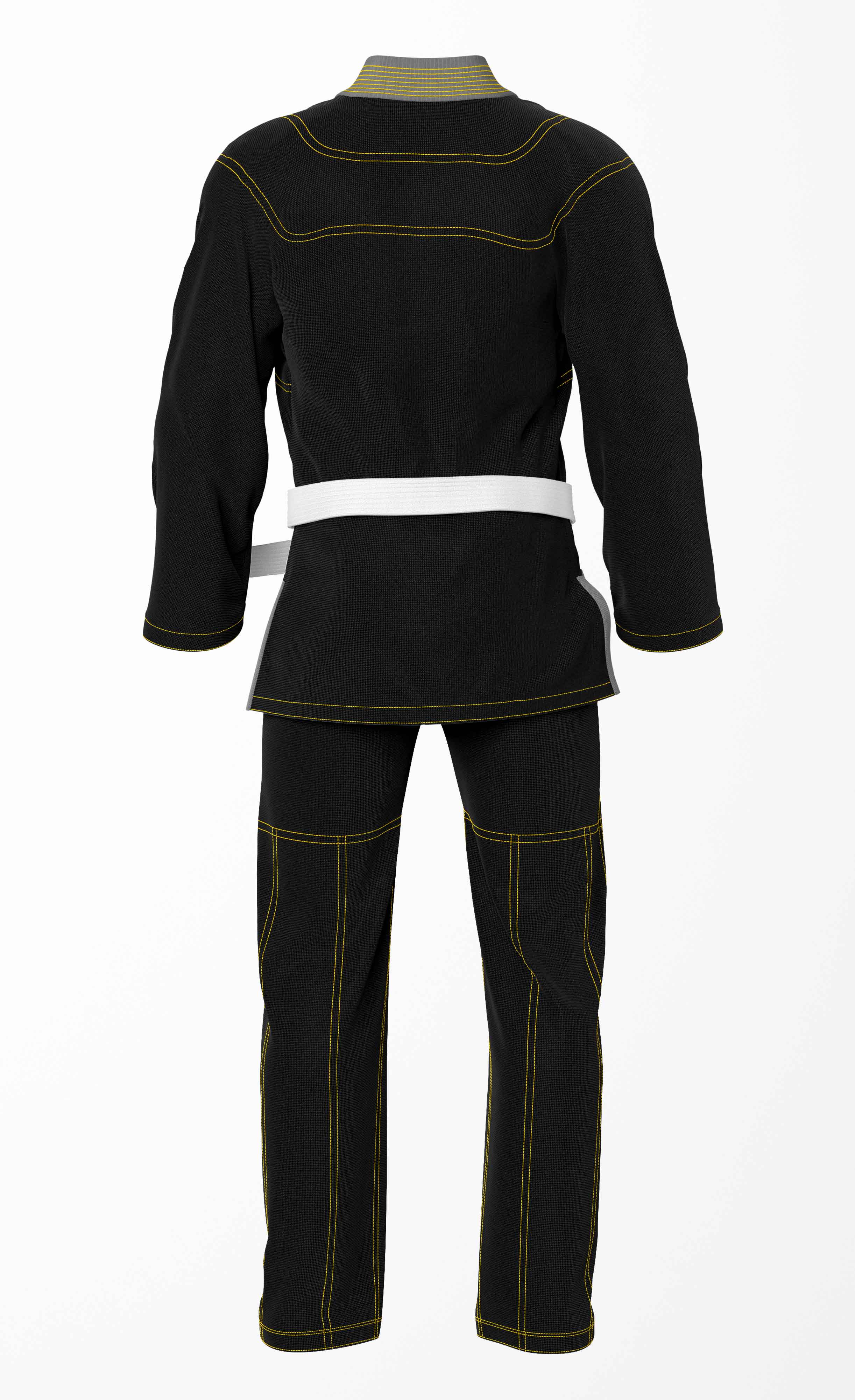 Combat Basic Black with Gold Stitching and Gray Lapel Brazilian Jiu Jitsu Gi (BJJ GI)
