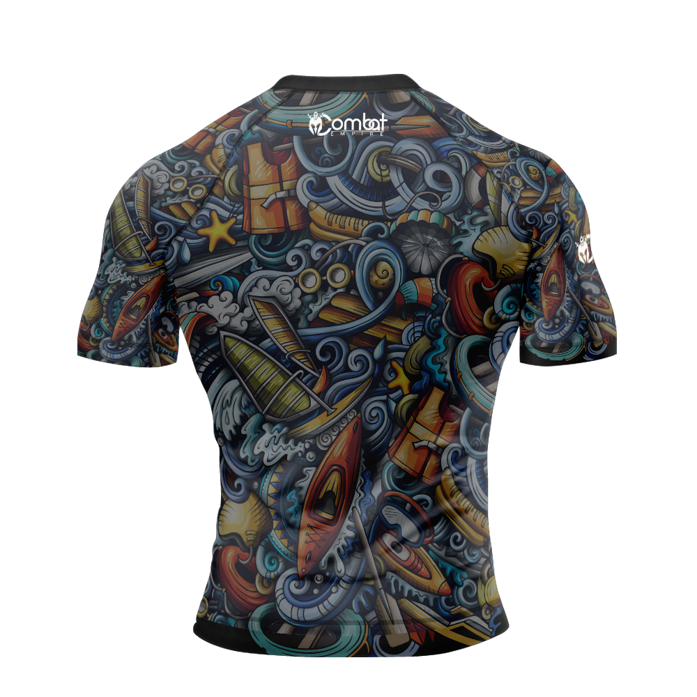 MMA Tatto Style Short Sleeve Rash Guard