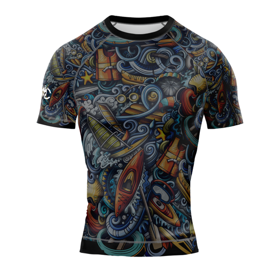 MMA Tatto Style Short Sleeve Rash Guard