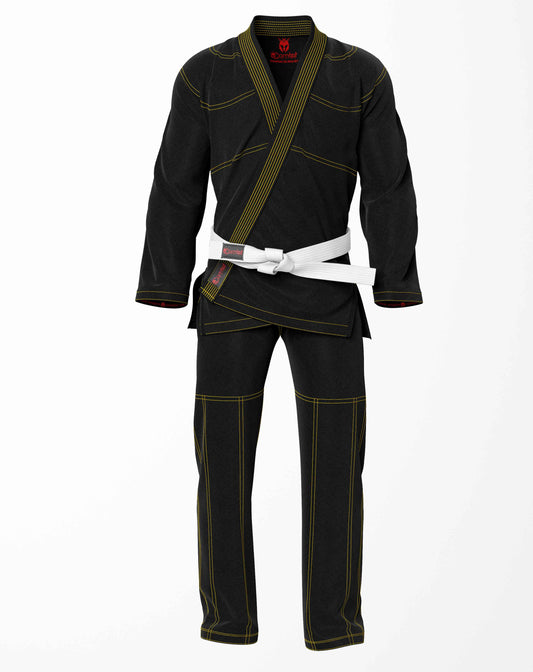 Combat Basic Black with Gold Stitching Brazilian Jiu Jitsu Gi (BJJ GI)