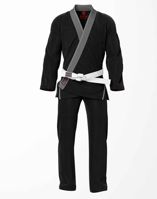 Combat Basic Black Brazilian Jiu Jitsu Gi with Gray Lapel (BJJ GI)