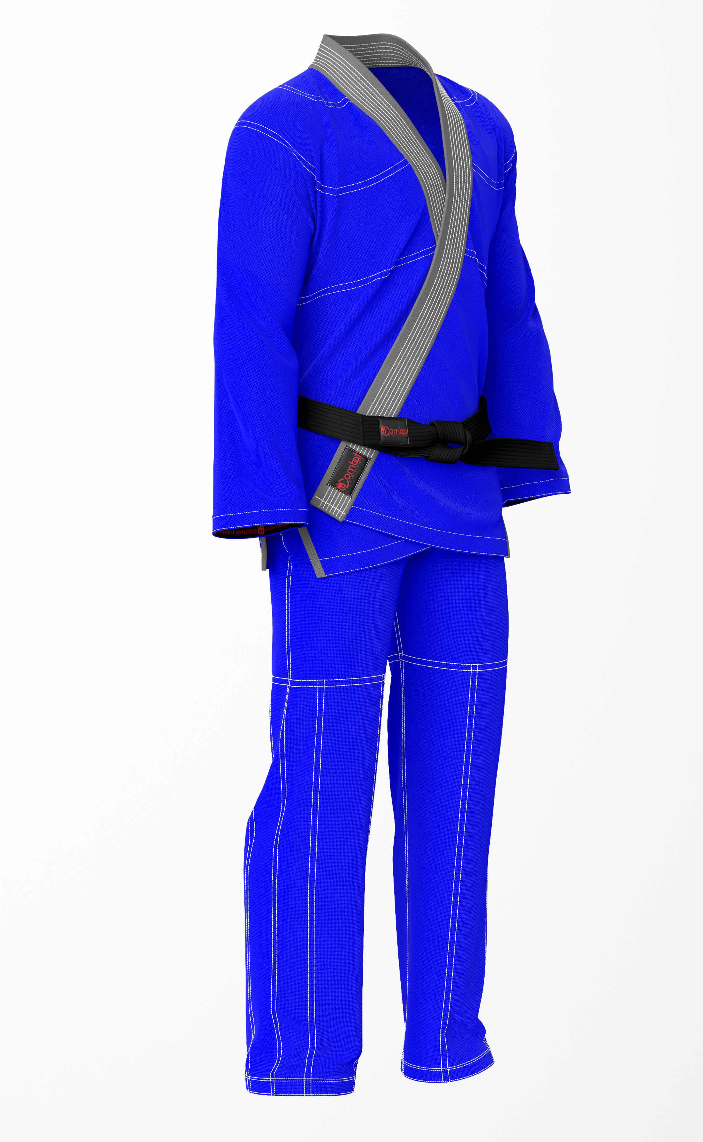 Combat Basic Blue with White Stitching and Gray Lapel Brazilian Jiu Jitsu Gi (BJJ GI)