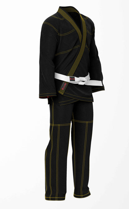 Combat Basic Black with Gold Stitching Brazilian Jiu Jitsu Gi (BJJ GI)