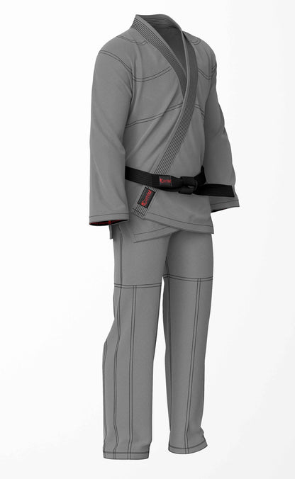Combat Basic Gray with white Stitching Brazilian Jiu Jitsu Gi (BJJ GI)