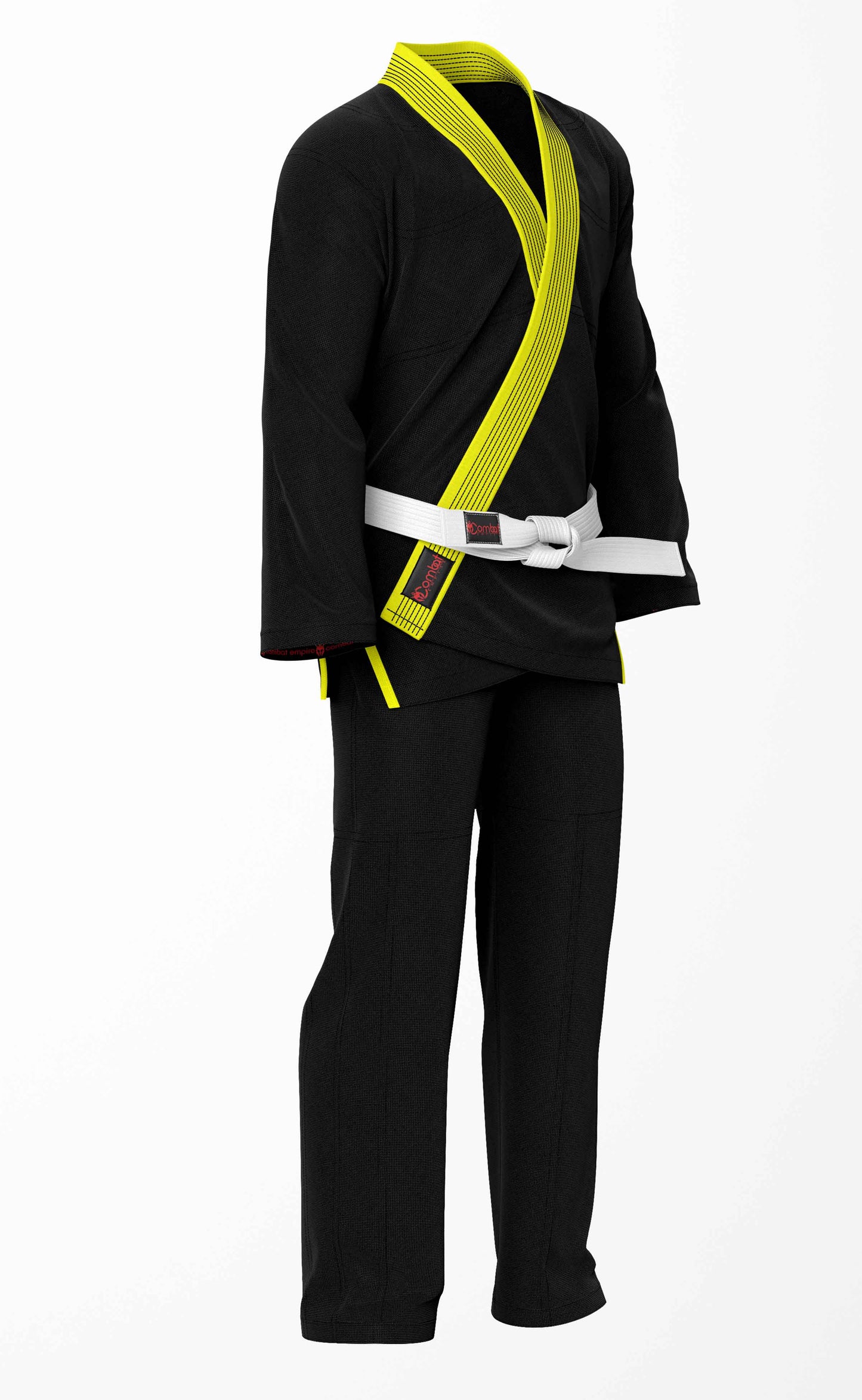 Combat Basic Black Brazilian Jiu Jitsu Gi with Yellow Lapel (BJJ GI)