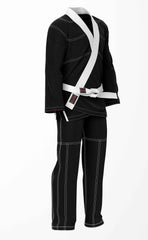 Combat Basic Black with White Stitching and White Lapel Brazilian Jiu Jitsu Gi (BJJ GI)