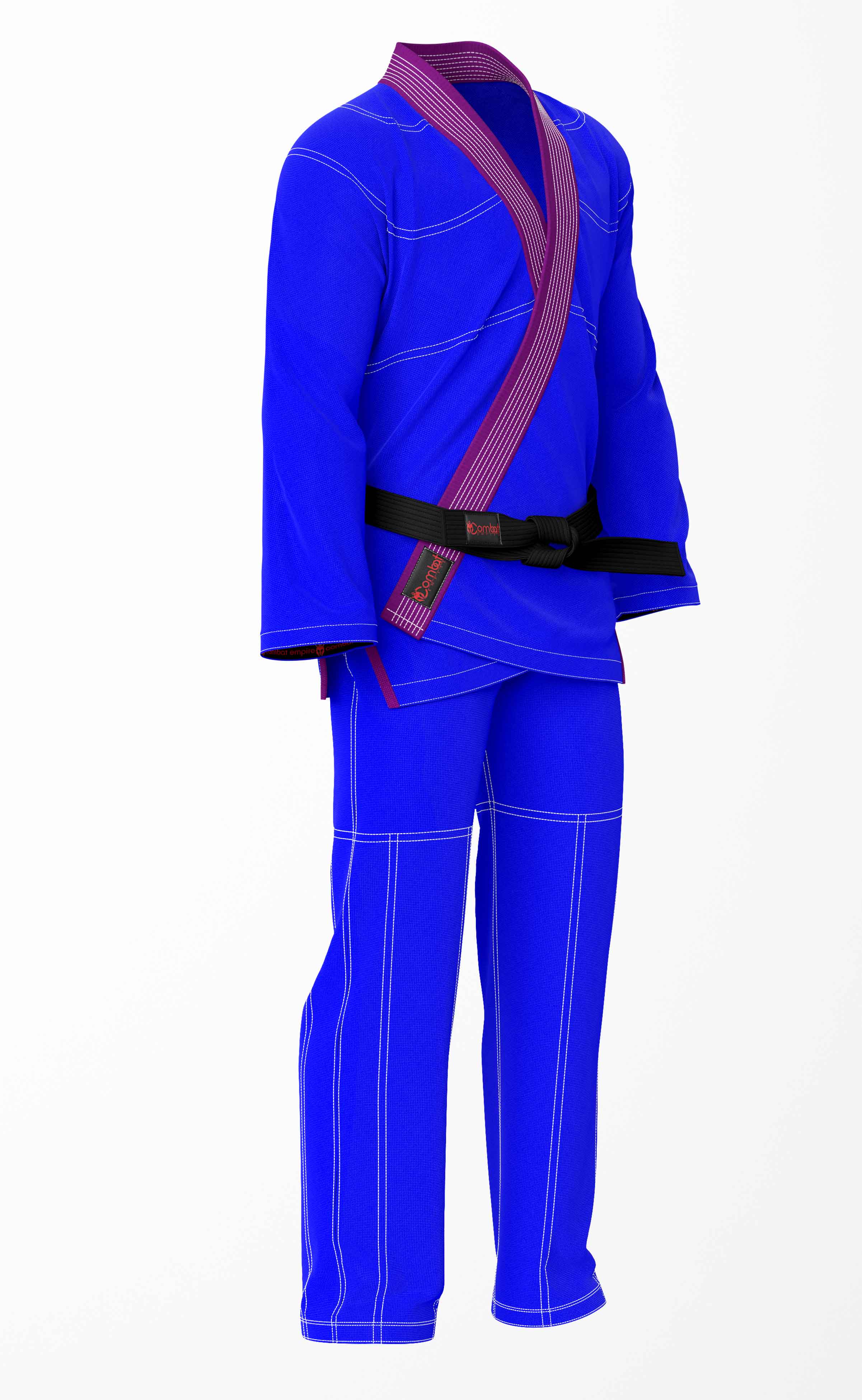 Combat Basic Blue with White Stitching and Purple Lapel Brazilian Jiu Jitsu Gi (BJJ GI)