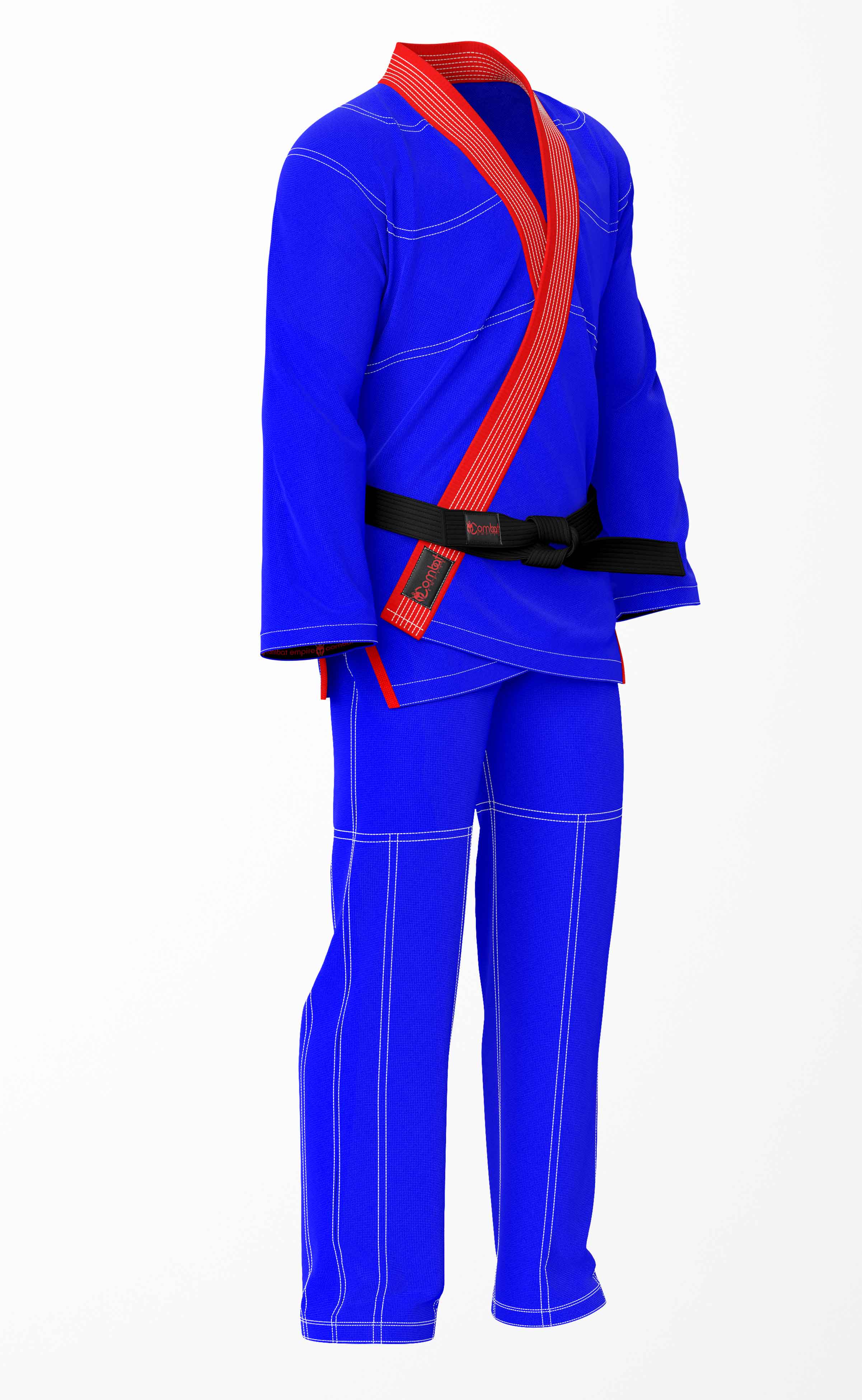 Combat Basic Blue with White Stitching and Red Lapel Brazilian Jiu Jitsu Gi (BJJ GI)
