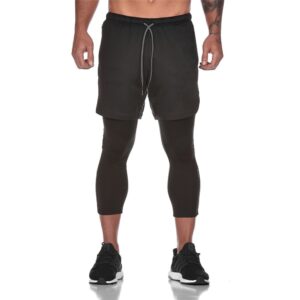 2 In 1 Double Layer Men Running Shorts